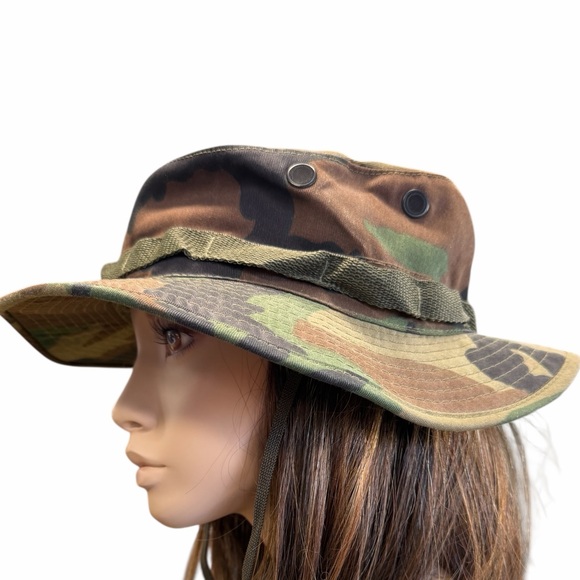 Jungle Bucket Hat Vintage Unisex 1986 Camouflage Size 7 1/2 - Picture 2 of 9